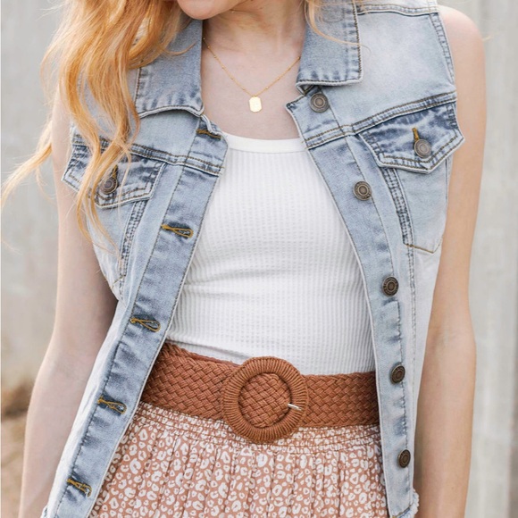 Light Wash Soft Denim Vest - Picture 2 of 8